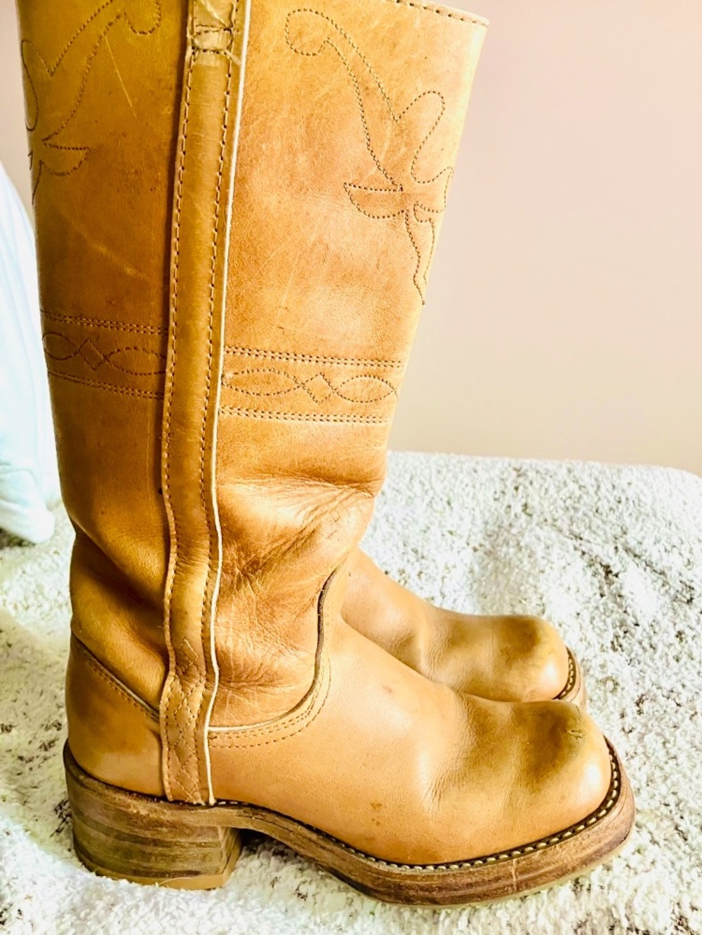 FRYE Genuine VTG.CAMPUS Boots STAG/Longhorn/Stitching/Excellent Condition-Rare. - Picture 6 of 15